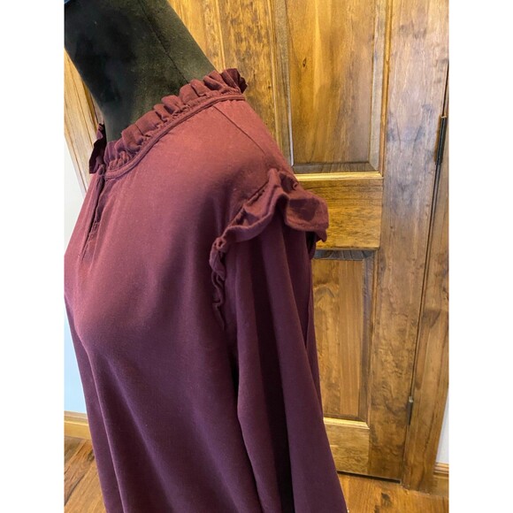 St. John’s Bay Blouse Womens Plus Size XL Burgundy  Top Flowy Casual Boho Shirt - Picture 4 of 9